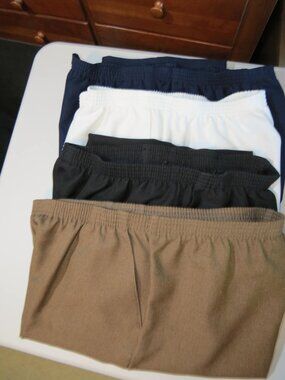 Alfred Dunner Pants 4 Pair White, Black, Navy, Brown Size 14 Shortened to Petite